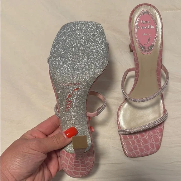 Rene Caovilla Pink Heels with Strappy Design NIB - Picture 4 of 7